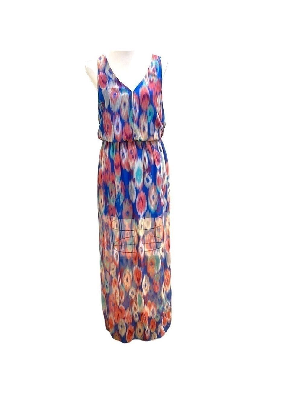 Rory Beca Double Vee Sheer Bottom Maxi Dress SZ M
